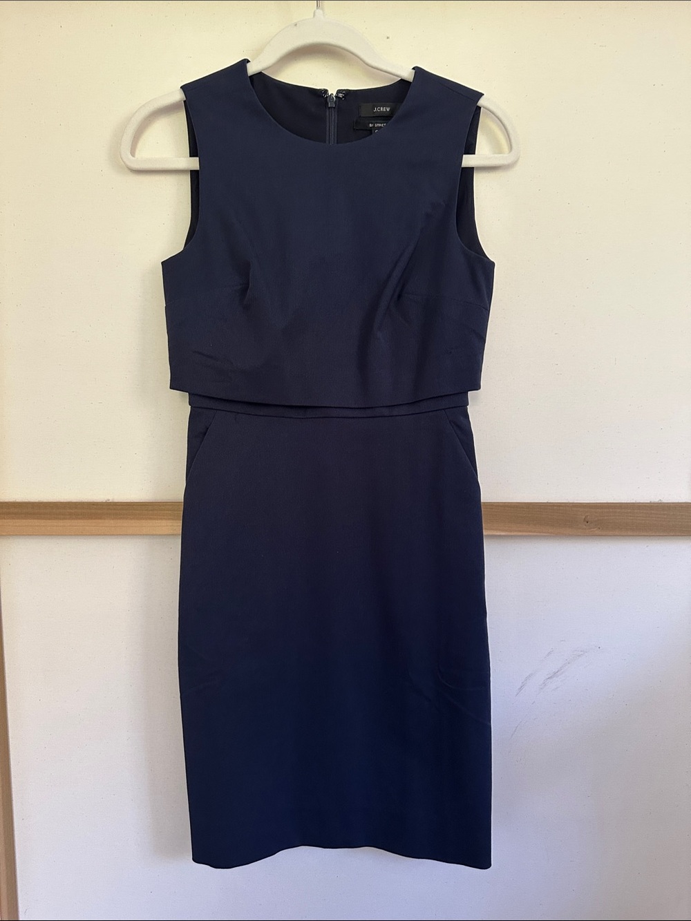 J. Crew Sleeveless Navy Bi-Stretch Sheath Dress